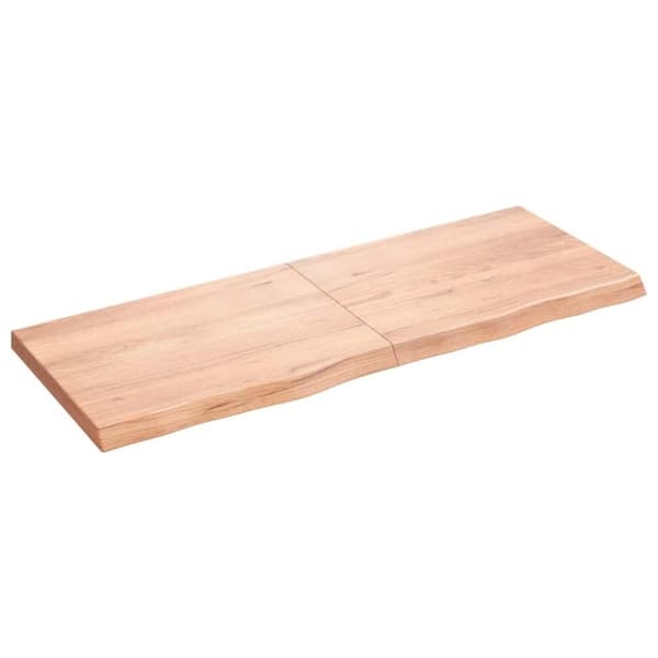 vidaXL væghylde 160x60x(2-6) cm behandlet massivt egetræ lysebrun