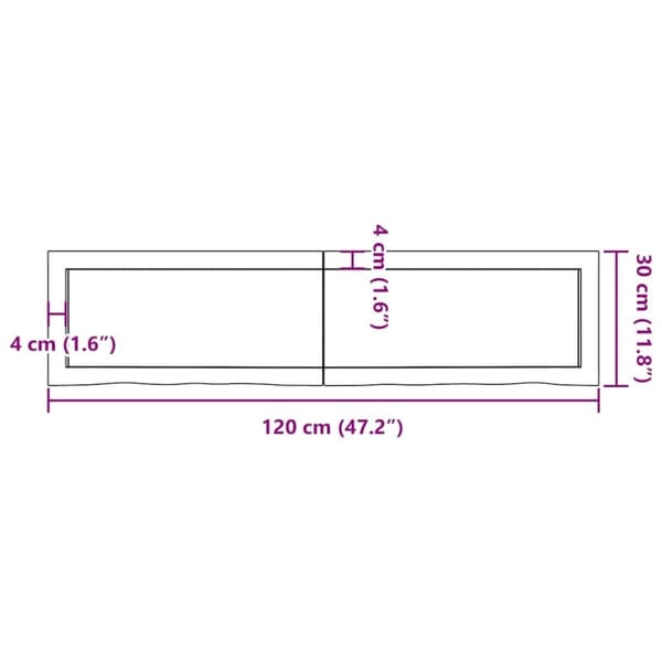 vidaXL væghylde 120x30x(2-6) cm behandlet massivt egetræ mørkebrun
