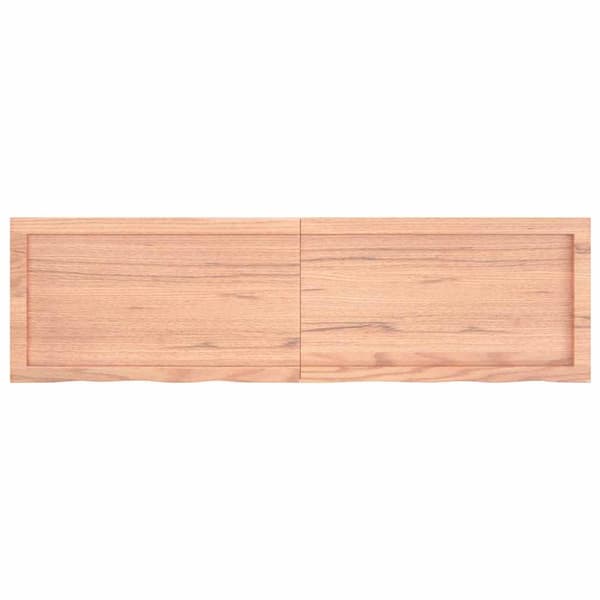 vidaXL væghylde 140x40x(2-6) cm behandlet massivt egetræ lysebrun