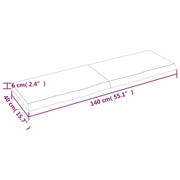 vidaXL Vägghylla ljusbrun 140x40x(2-6) cm behandlad massiv ek