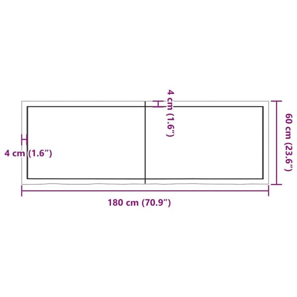 vidaXL væghylde 180x60x(2-4) cm behandlet massivt egetræ lysebrun