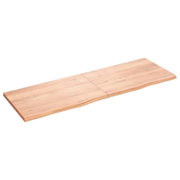 vidaXL væghylde 180x60x(2-4) cm behandlet massivt egetræ lysebrun