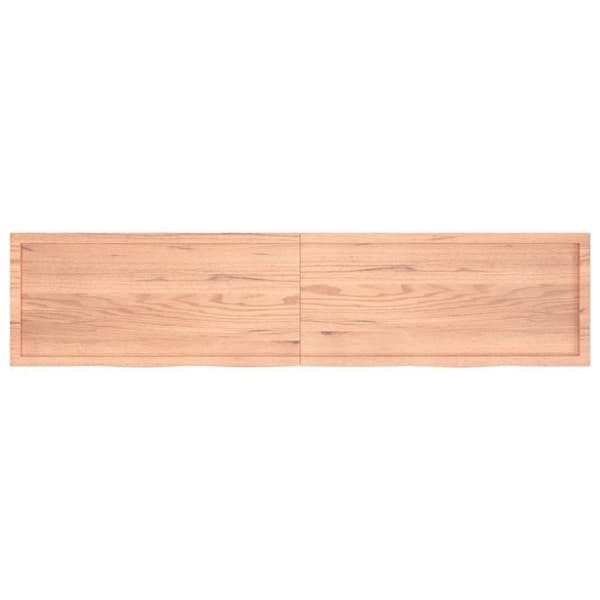 vidaXL væghylde 220x50x(2-4) cm behandlet massivt egetræ lysebrun