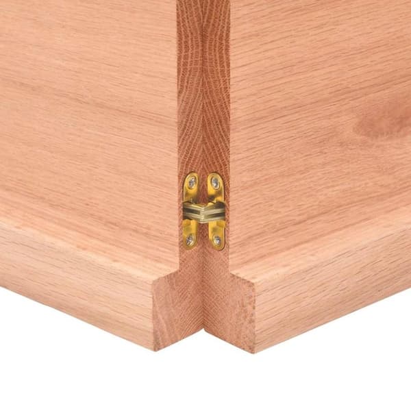 vidaXL væghylde 220x50x(2-4) cm behandlet massivt egetræ lysebrun