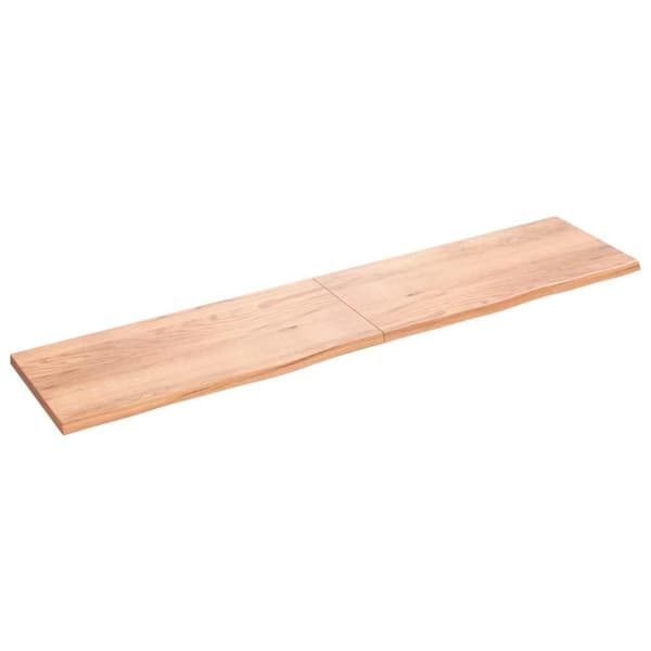 vidaXL væghylde 220x50x(2-4) cm behandlet massivt egetræ lysebrun