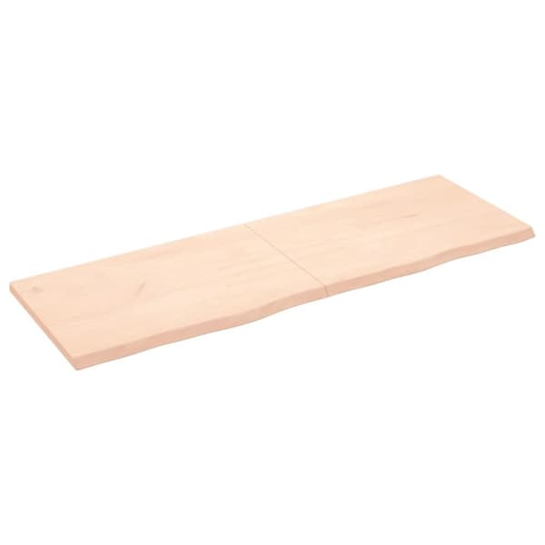 vidaXL væghylde 180x60x(2-4) cm ubehandlet massivt egetræ