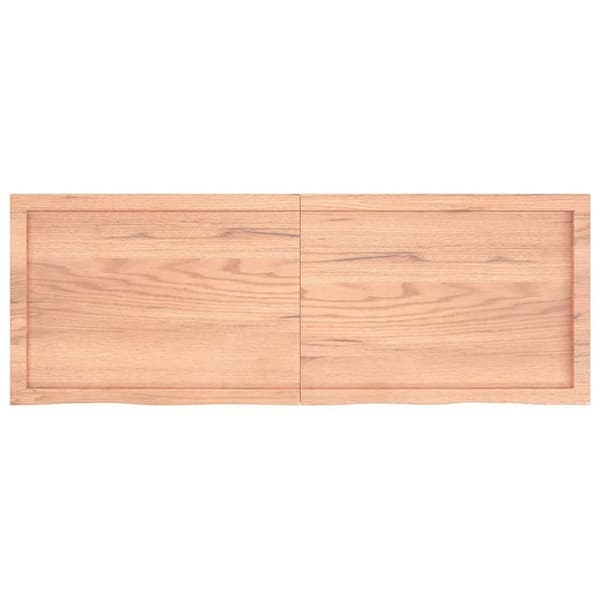 vidaXL væghylde 140x50x(2-6) cm behandlet massivt egetræ lysebrun