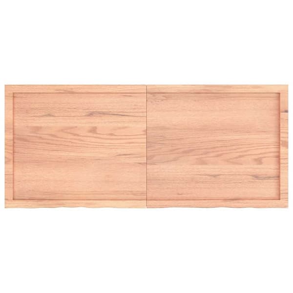 vidaXL væghylde 140x60x(2-6) cm behandlet massivt egetræ lysebrun