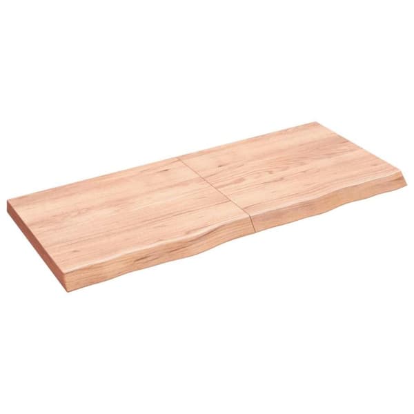 vidaXL væghylde 140x60x(2-6) cm behandlet massivt egetræ lysebrun
