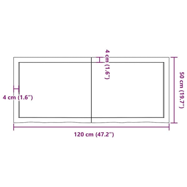 vidaXL Vägghylla mörkbrun 120x50x(2-6) cm behandlad massiv ek