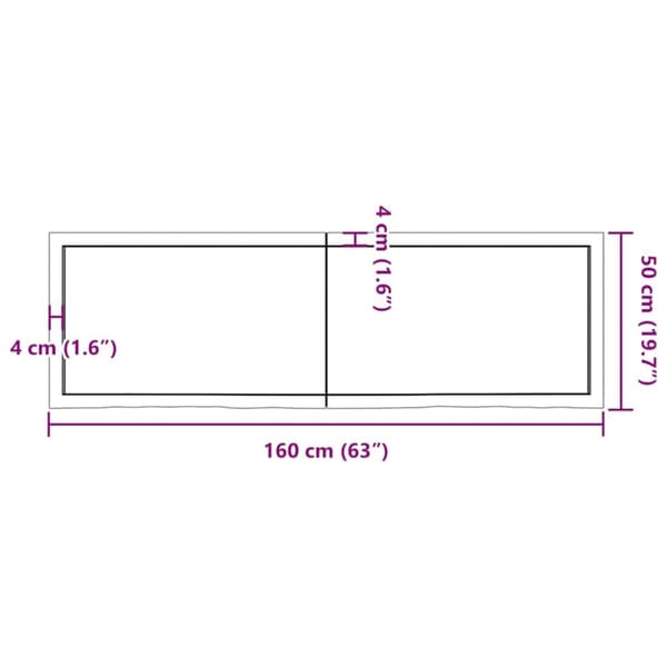 vidaXL væghylde 160x50x(2-6) cm behandlet massivt egetræ lysebrun