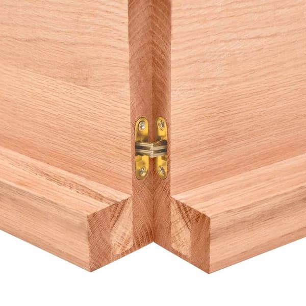 vidaXL væghylde 220x50x(2-6) cm behandlet massivt egetræ lysebrun