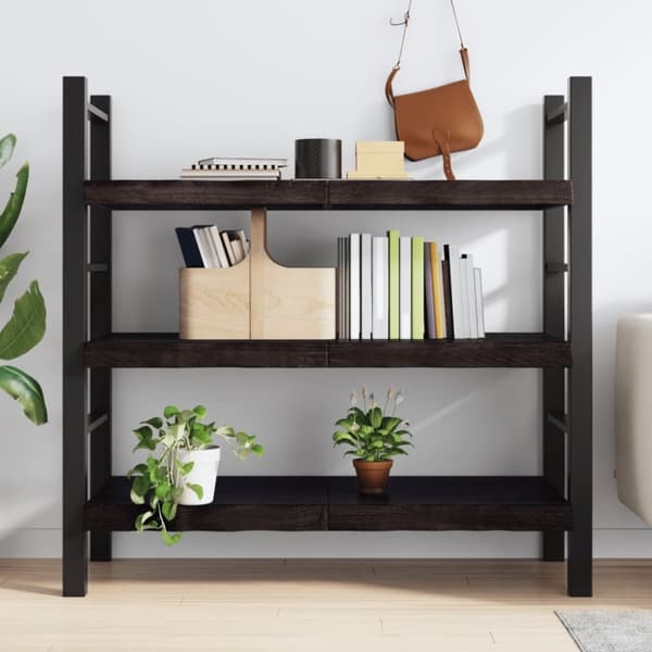 vidaXL Vägghylla mörkbrun 120x60x(2-6) cm behandlad massiv ek