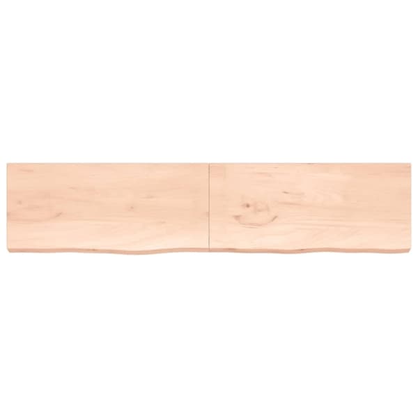 vidaXL væghylde 220x50x(2-6) cm ubehandlet massivt egetræ