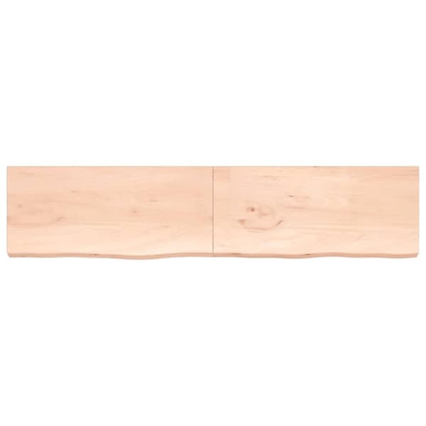 vidaXL væghylde 220x50x(2-6) cm ubehandlet massivt egetræ