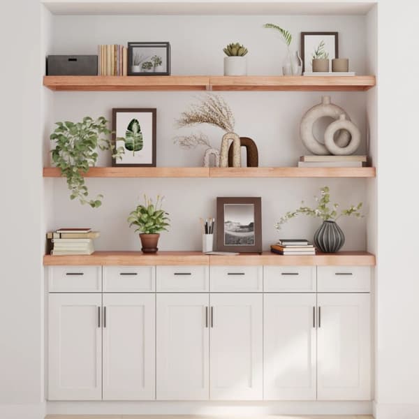 vidaXL væghylde 180x40x(2-6) cm behandlet massivt egetræ lysebrun