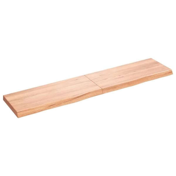 vidaXL væghylde 180x40x(2-6) cm behandlet massivt egetræ lysebrun