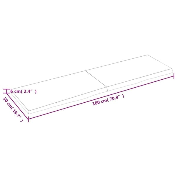vidaXL væghylde 180x50x(2-6) cm ubehandlet massivt egetræ