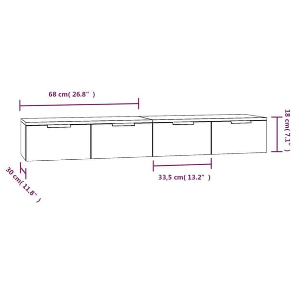 vidaXL Väggskåp 2 st Svart 68x30x20 cm konstruerat trä