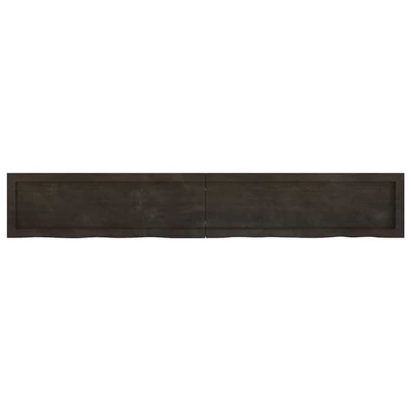 vidaXL væghylde 180x30x(2-6) cm behandlet massivt egetræ mørkebrun