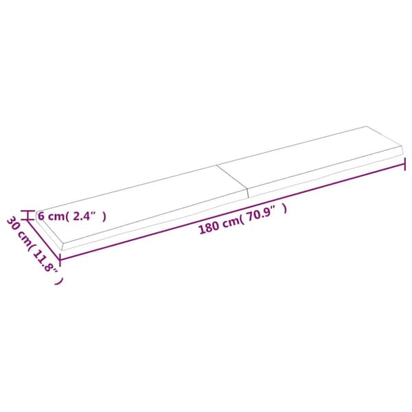 vidaXL væghylde 180x30x(2-6) cm behandlet massivt egetræ mørkebrun