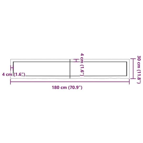 vidaXL væghylde 180x30x(2-6) cm behandlet massivt egetræ mørkebrun