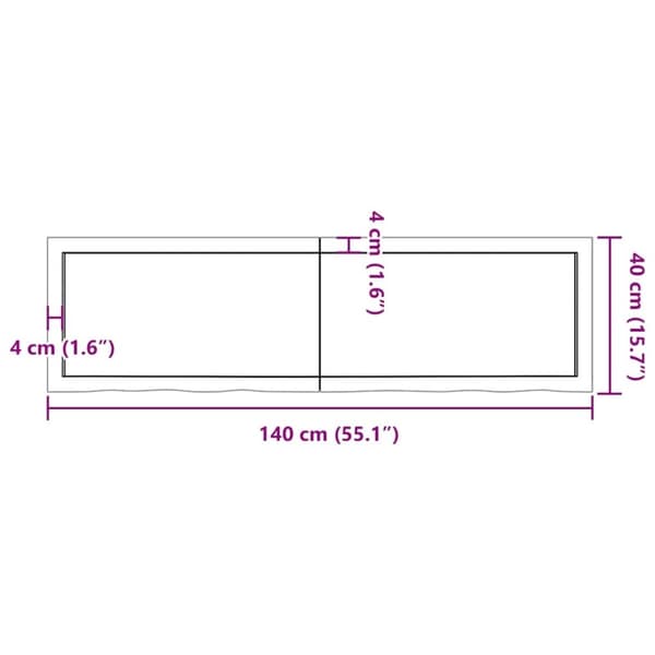 vidaXL væghylde 140x40x(2-6) cm behandlet massivt egetræ mørkebrun