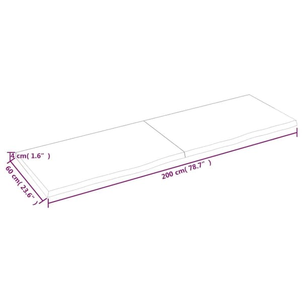 vidaXL væghylde 200x60x(2-4) cm behandlet massivt egetræ mørkebrun