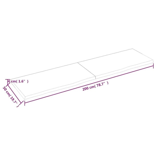 vidaXL væghylde 200x50x(2-4) cm behandlet massivt egetræ mørkebrun