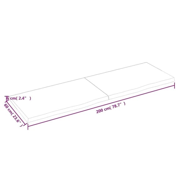 vidaXL væghylde 200x60x(2-6) cm behandlet massivt egetræ mørkebrun