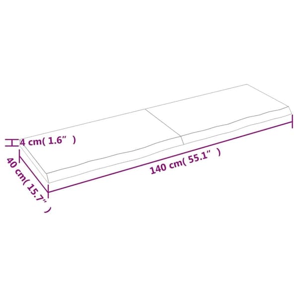 vidaXL væghylde 140x40x(2-4) cm behandlet massivt egetræ mørkebrun