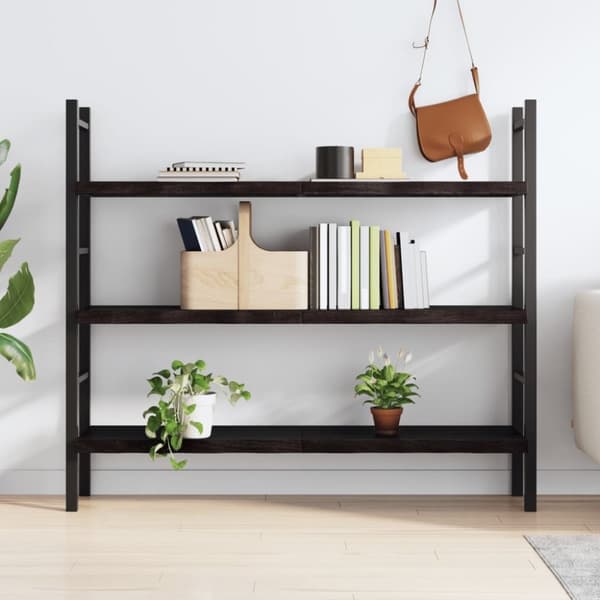 vidaXL væghylde 140x40x(2-4) cm behandlet massivt egetræ mørkebrun