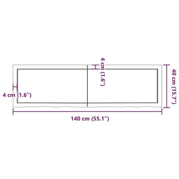 vidaXL Vägghylla mörkbrun 140x40x(2-4) cm behandlad massiv ek