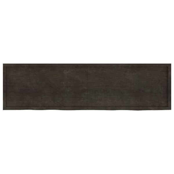 vidaXL væghylde 220x60x(2-4) cm behandlet massivt egetræ mørkebrun