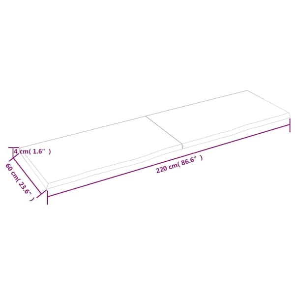 vidaXL væghylde 220x60x(2-4) cm behandlet massivt egetræ mørkebrun