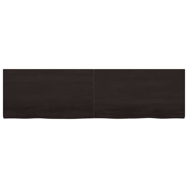 vidaXL væghylde 220x60x(2-4) cm behandlet massivt egetræ mørkebrun
