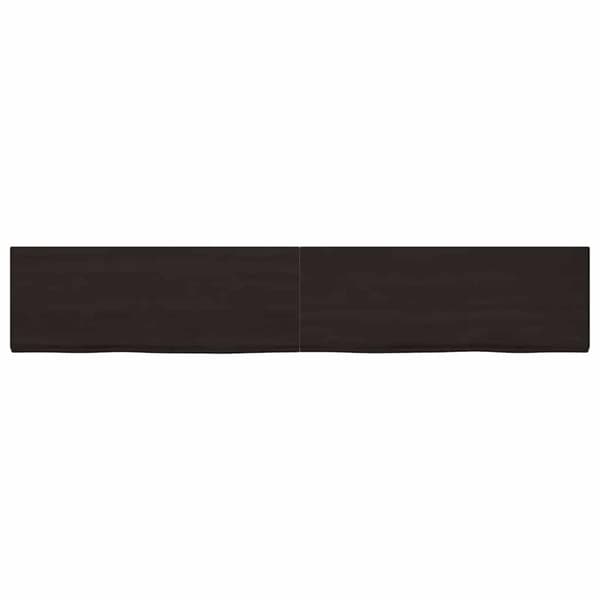vidaXL væghylde 220x40x(2-4) cm behandlet massivt egetræ mørkebrun