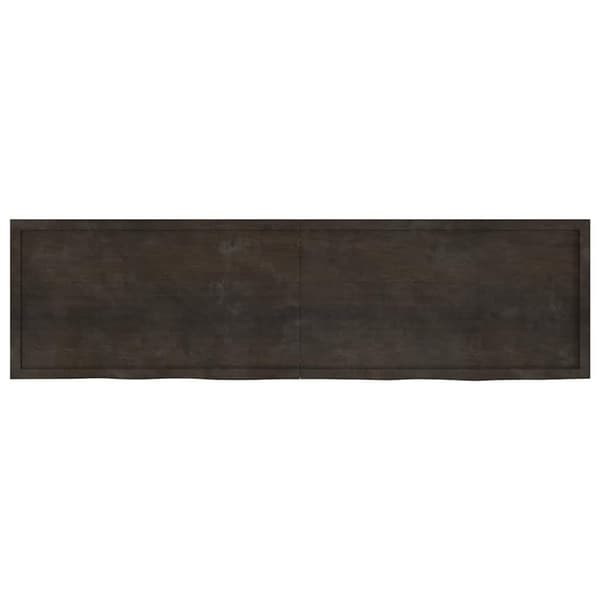 vidaXL væghylde 220x60x(2-6) cm behandlet massivt egetræ mørkebrun