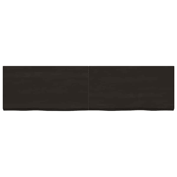 vidaXL væghylde 220x60x(2-6) cm behandlet massivt egetræ mørkebrun