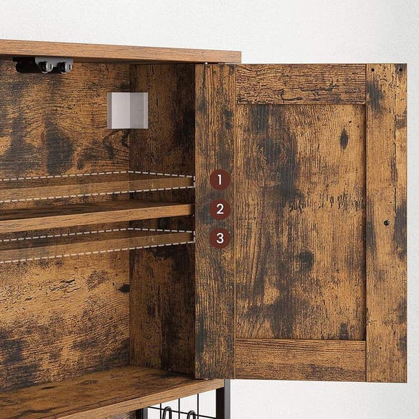 Rootz Seinäkaappi - Säilytyskori - Säilytyskaappi - Kylpyhuoneen kaappi - Kylpyhuoneen seinäkaappi - Lastulevy/teräs - Vintage ruskea-musta - 60 x 16