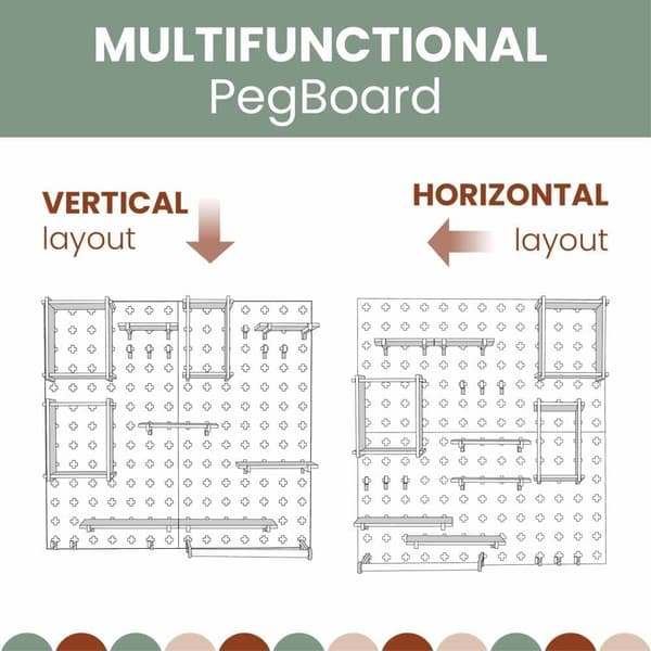 Pegboard-näyttöteline Lastenhuoneen hyllyt Montessori-hyllyt, Pegboard-seinä Pegboard-hyllyt seinälle ripustettava hylly Pegboard-hylly