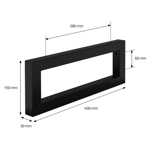 ML-Design 2-pack Väggkonsol för tvättställ; 400x150 mm; Svart; Stål; Design Tvättställshållare; Väggmontering för tvättställsskiva; Konsolhållare