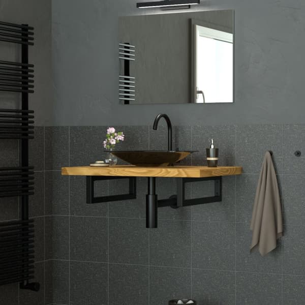 ML-Design 2-pack Väggkonsol för tvättställ; 400x150 mm; Svart; Stål; Design Tvättställshållare; Väggmontering för tvättställsskiva; Konsolhållare