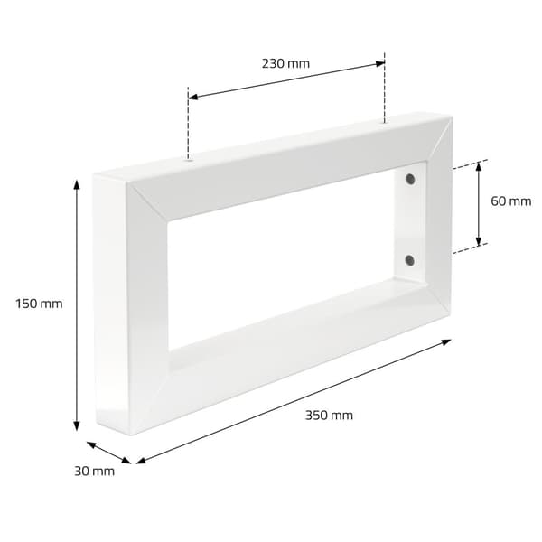 ML-Design 2-pack Väggkonsol för tvättställ; 350x150 mm; Vit; Stål; Design Tvättställshållare; Väggmontering för tvättställsskiva; Konsolhållare