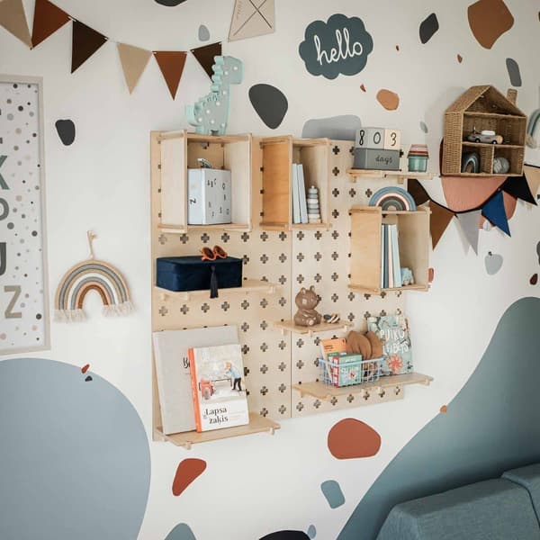 Kelluvat hyllyt Pegboard Seinähyllyt Pöytäjärjestäjä, Riippuhylly Peg board Puu kelluva hylly Kelluva puinen hylly, Lasten vaatekaappi