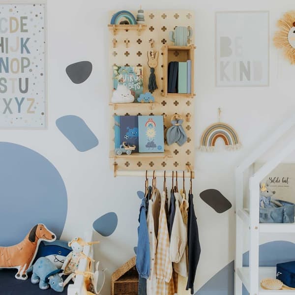 Kelluvat hyllyt Pegboard Lasten vaatekaappi Seinähyllyt Pöytäjärjestäjä, Ripustettava hylly, Peg board Puinen kelluva hylly Kelluva puinen hylly