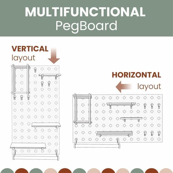 Kelluvat hyllyt Pegboard Lasten vaatekaappi Seinähyllyt Pöytäjärjestäjä, Ripustettava hylly, Peg board Puinen kelluva hylly Kelluva puinen hylly