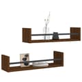 Miniatyrbilde 3 av 8: vidaXL Vegghyller med stenger 2 stk brun eik 60x16x14 cm
