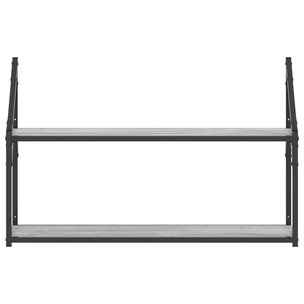 vidaXL vægreol m. 2 hylder 80x21x51 cm konstrueret træ grå sonoma-eg