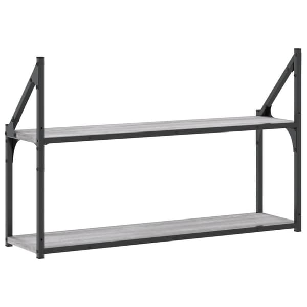 vidaXL vægreol m. 2 hylder 80x21x51 cm konstrueret træ grå sonoma-eg